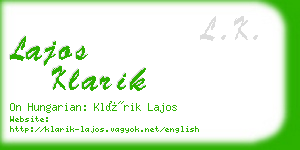 lajos klarik business card